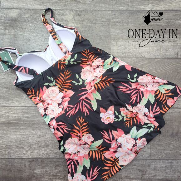 Eomenie Floral Swimdress One Piece Swimsuit Size L - Picture 8 of 8